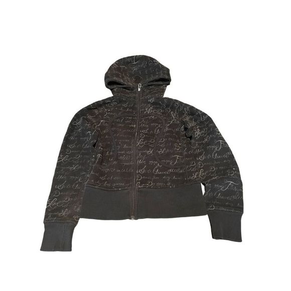 Lululemon Scuba Hoodie II Manifesto Script  *Black/Tan* Size 2 - Picture 1 of 4